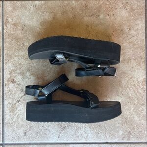 Teva Black Platform Sandals with Adjustable Straps Size 9